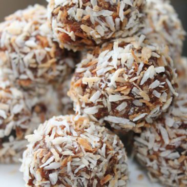 Dark Chocolate, Protein, Coconut, and Date Truffles with Crunchy Almonds